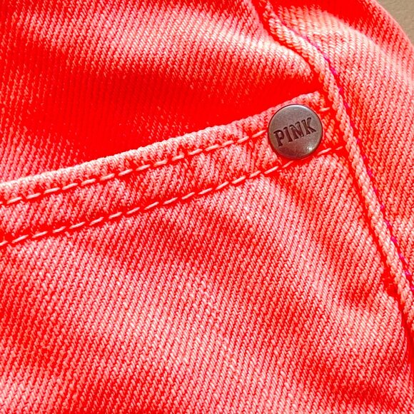 New Victoria's Secret Pink Shorts 4 Neon Coral Orange Denim Style NWT - Picture 4 of 10